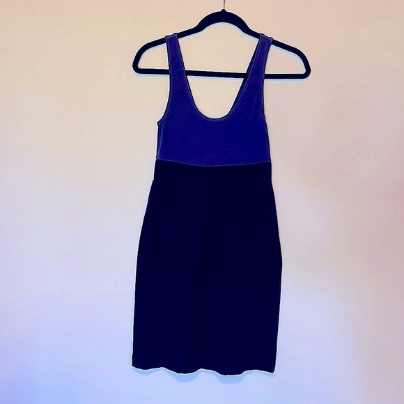 Theory size 4 viscose blue/black bodycon Marisca tank dress with side zip - Picture 2 of 9